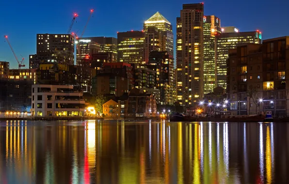 Picture night, lights, reflection, England, London, home