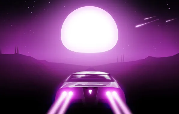 Music, Background, Car, Art, Sun, Michael, Neon, Concept Art