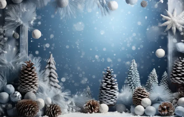 Winter, frost, balls, snow, branches, balls, frame, frame