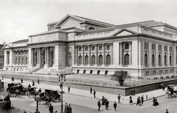 Retro, New York, USA, 1908-the year, Placed The Public Library