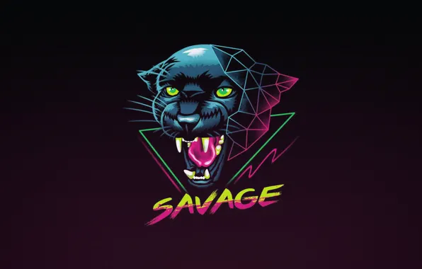 Picture Minimalism, Cat, Panther, Background, Art, Neon, Panther, Savage