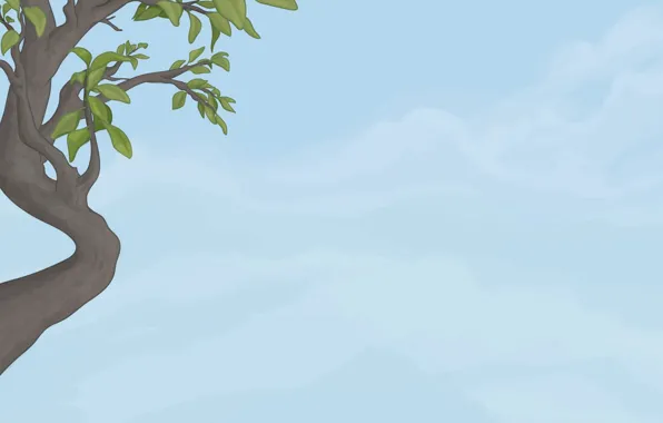 The sky, leaves, background, tree, blue, figure, art, trunk