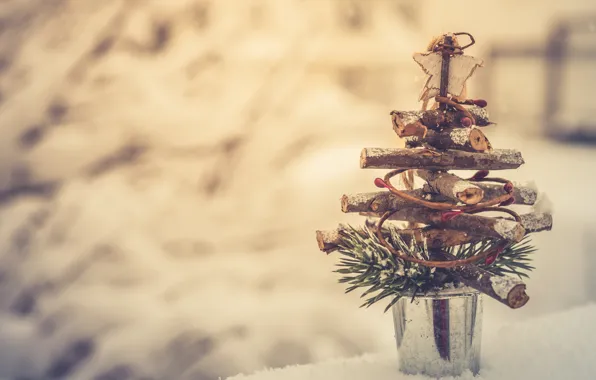 Picture snow, bucket, tree