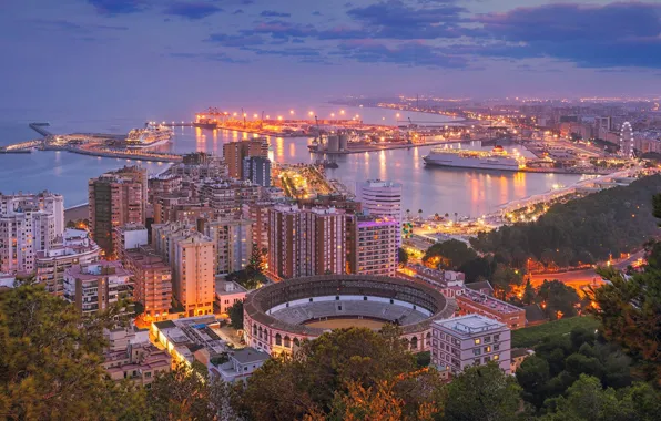 Picture the city, the evening, Spain, Malaga