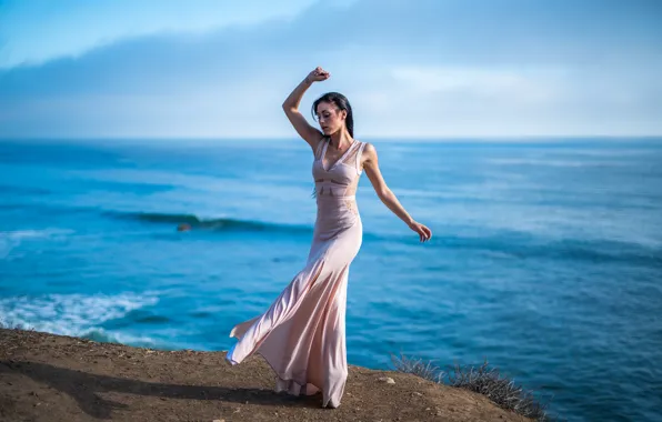 Picture girl, coast, dress