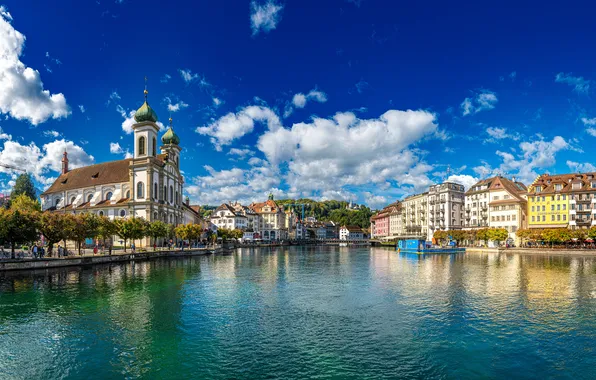 Clouds, Home, Lake, Switzerland, Panorama