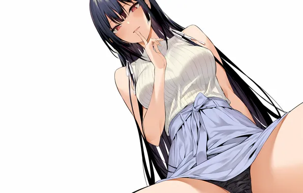 Picture girl, sexy, lingerie, blouse, panties, long hair, anime, beautiful