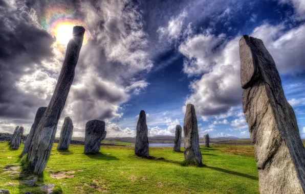 Picture the sky, landscape, stones, HDR