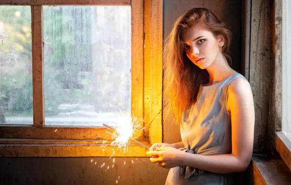 Look, girl, candle, dress, Denis Tretyakov