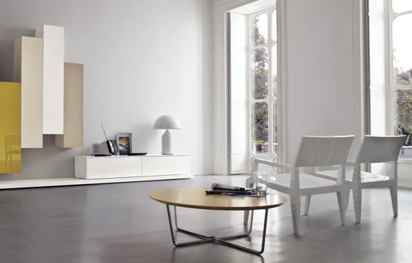 White, yellow, design, table, furniture, interior, chair, white