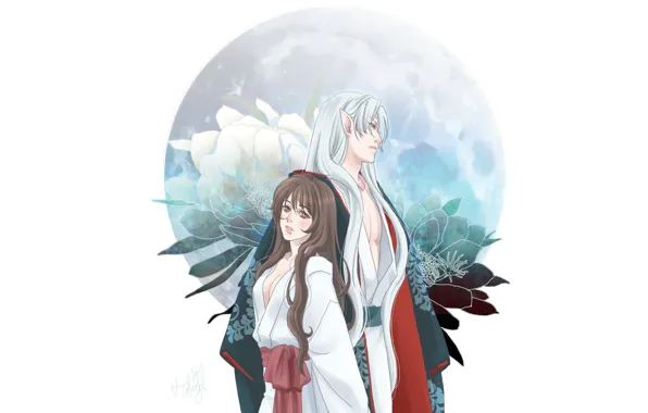 Girl, anime, art, Rin, InuYasha, Seshoumaru