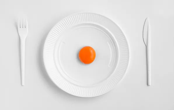 Plate, knife, plug, the yolk