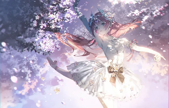 Corset, ballerina, bow, white dress, Pointe shoes, flower in hair, Arabesque