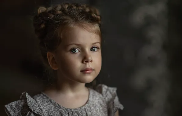 Look, face, background, child, portrait, dress, hairstyle, girl
