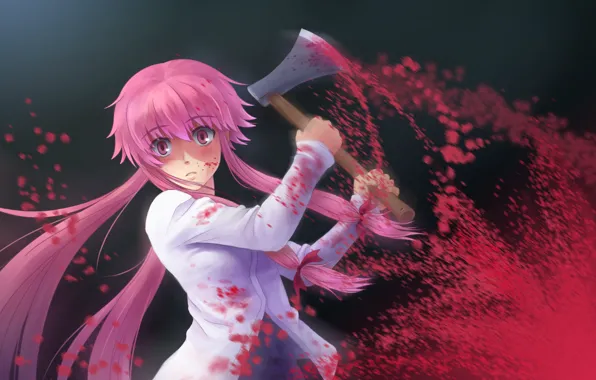 HD desktop wallpaper: Anime, Blood, Pink Hair, School Uniform, Yuno Gasai,  Mirai Nikki, Pink Eyes, Future Diary, Yandere download free picture #1221293