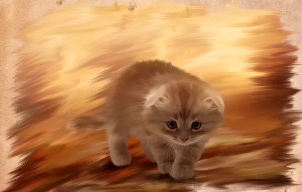 Kitty, fluffy, painting, cat