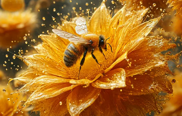 Flowers, Bee, Bees, AI art