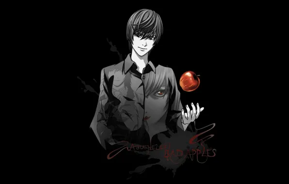 Apple, anime, Light, death note, death note, Kira, Kira, Yagami