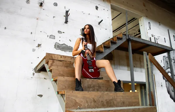 Girl, music, guitar