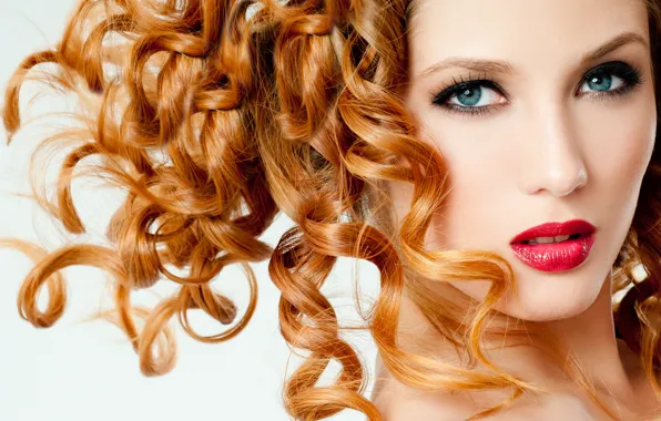 Picture eyes, face, hair, Girl, lips, red