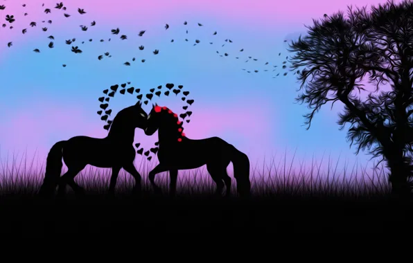 Picture love, horse, hearts, picture