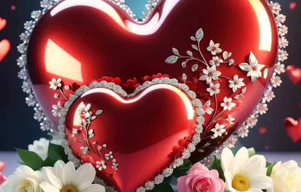 Love, flowers, holiday, heart, heart, hearts, heart, Valentine's Day