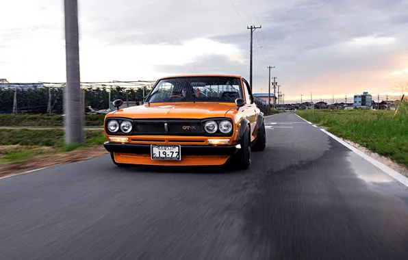 Auto, Machine, Orange, Nissan, Nissan, Lights, Car, 2000