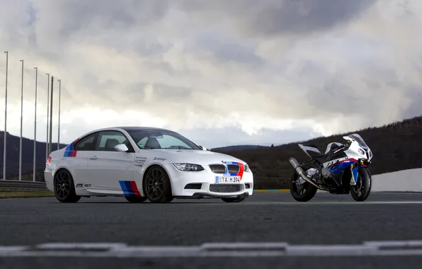 Picture white, the sky, clouds, bmw, BMW, coupe, motorcycle, white