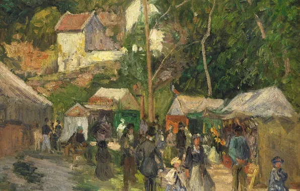 People, holiday, stay, picture, genre, Camille Pissarro, Festival at the Hermitage