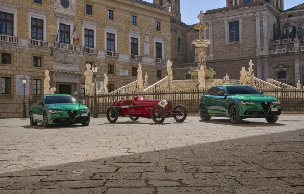 Machine, the city, area, Alfa Romeo, red, green