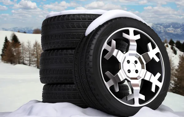Picture nature, abstraction, background, winter, art, wheel, tires, wheels