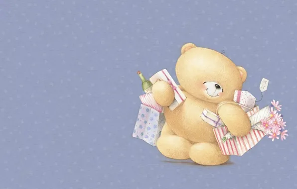 Smile, mood, holiday, art, bear, purchase, a bunch, children's