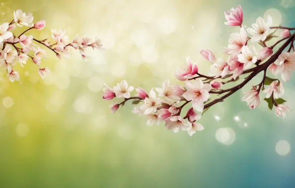 Flowers, green background, composition, AI art, neural network
