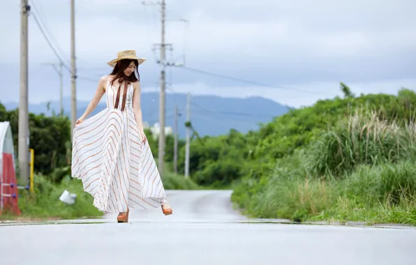 Model, Woman, Road, Pretty, Japanese, Long Shot, Aika Yamagishi