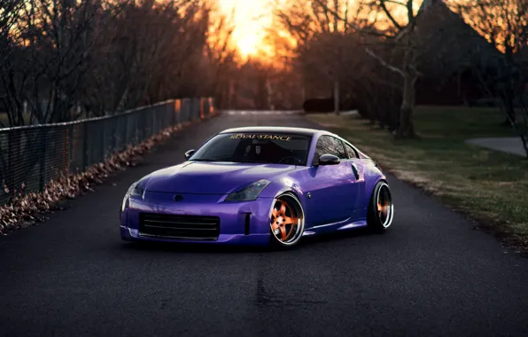 Car, purple, tuning, stance, nissan 350z