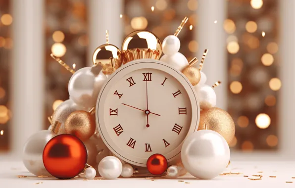 Balls, time, lights, lights, balls, Shine, watch, Christmas