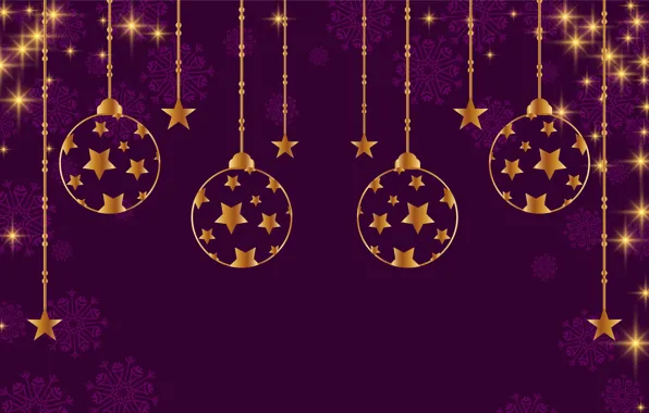 Stars, decoration, background, gold, Christmas, New year, golden, christmas
