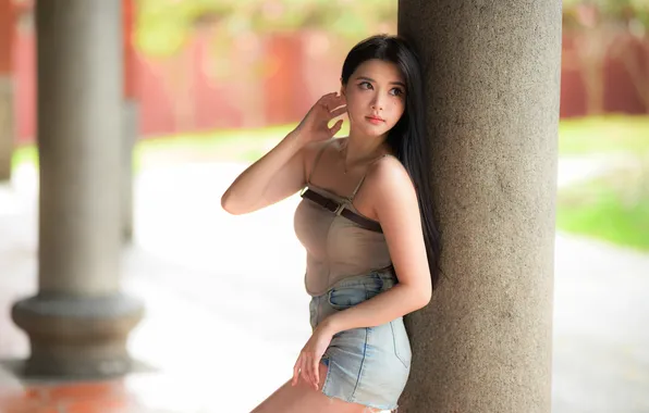Pose, feet, skirt, Mike, Asian