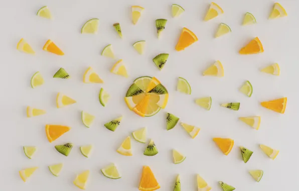 Lemon, orange, kiwi, citrus, lemon, fruit, slices, orange