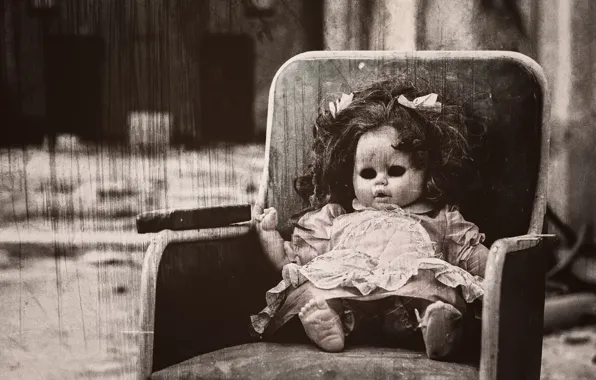 Background, chair, doll