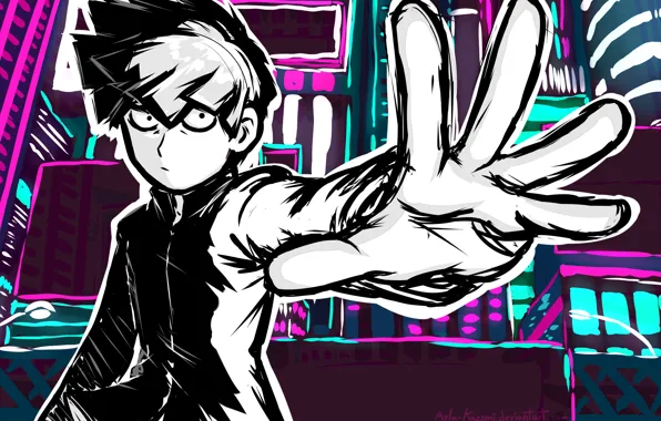 Picture look, hand, anime, art, guy, Mob Psycho 100, Mob psycho 100