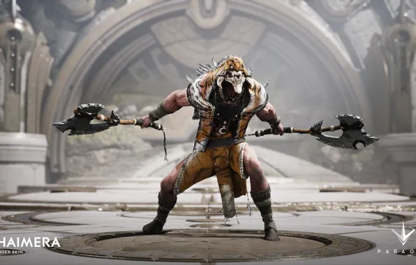 Axe, wallpaper, sake, game, tiger, man, animal, warrior