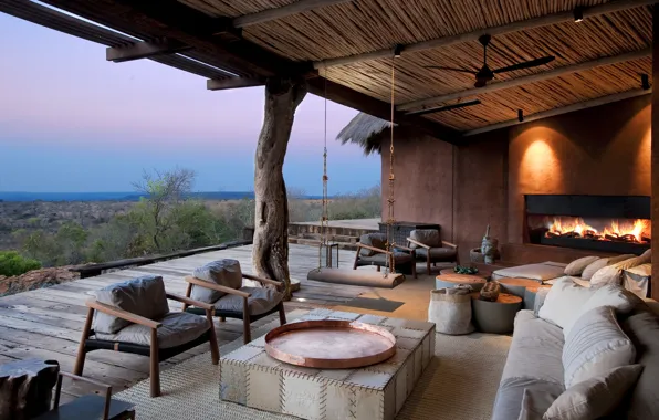 Furniture, oven, fireplace, terrace