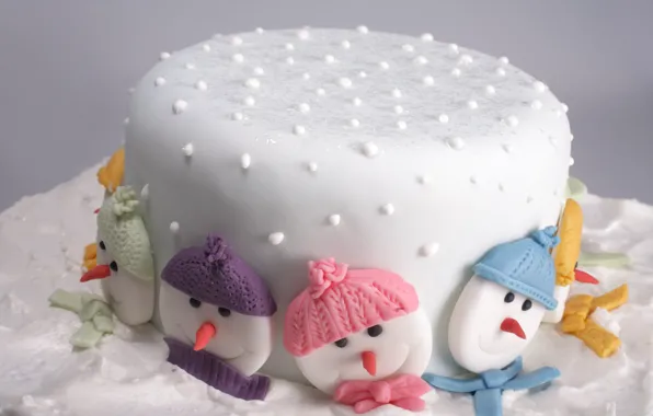 Picture cake, faces, glaze, Christmas