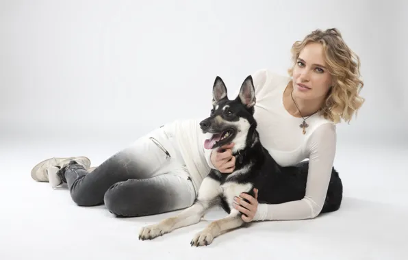 Picture look, pose, dog, actress, singer, hair, Natalia Ionova, Glucose