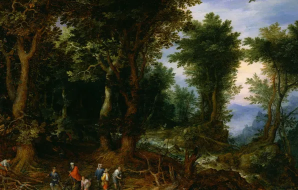 Picture, mythology, Jan Brueghel the elder, A wooded Landscape with Abraham and Isaac
