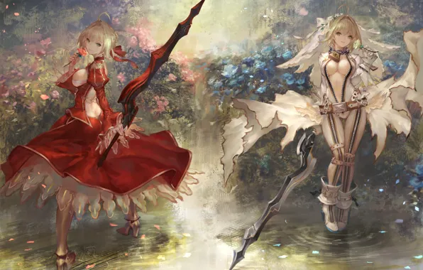 Weapons, girls, anime, the saber, fate/grand order
