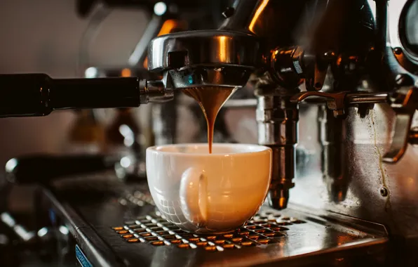 Metal, coffee, mug, Cup, drink, jet, bokeh, coffee maker