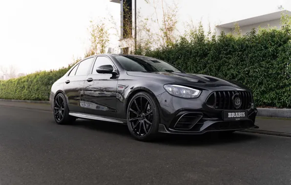 Mercedes-Benz, Mercedes, Brabus, E-Class, Front, Black, Side, Road