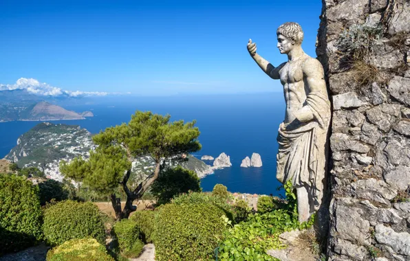 Italy, statue, Capri, Monte Solaro